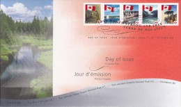 Canada FDC Scott #2189-#2193 Bottom Booklet Strip Of 5 (P) Flag And Scenics - 2001-2010