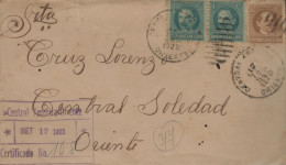 G)1923 CARIBE, JOSE MARTI-TOMAS ESTRADA PALMA, CIRCULATED CERTIFIED COVER FROM CENTRAL AMERICAS TO CENTRAL SOLEDAD, XF - Lettres & Documents