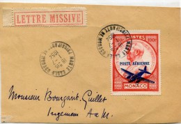 MONACO Timbre N° 14 Prince Louis II Surchargé Sur Devant D'enveloppe CAD Monte Carlo Principauté 1.7.1954 + Etiquett ..G - Covers & Documents