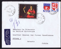 1966  Lettre Avion Pour Le Canada  Poids 15g - Tarif 1,35fr   G. De La Tour, Blasons - Postal Rates