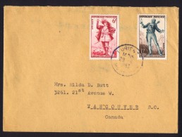 1953  Lettre  Pour Le Canada   Tarif Simple 18 Fr  Gargantua, Figaro  Yv 943, 957 - Tariffe Postali