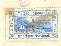Rare Vignette ( 1904 - Norske Sjømænds Understøttelsesfond - 5 øre )  Au Dos D'une Lettre Censurée Lire Détail Aw11003 - Lettres & Documents
