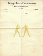 Vers 1950 - Boxing-Club Du 6ème Arrondissement Au 32 Avenue De L'Opéra à Paris 2ème - FRANCO DE PORT - Sports & Tourisme