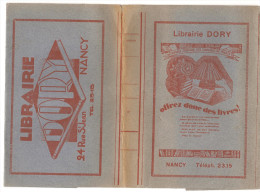Protège Livre Offert Par La Librairie DORY 24, Rue Saint Jean à Nancy (54) Des Années 1950 - Schutzumschläge