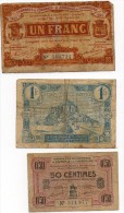 Granville Et Cherbourg- Deux D´ Un Franc Et Un De 50 Centimes1920et 1921 - Chambre De Commerce