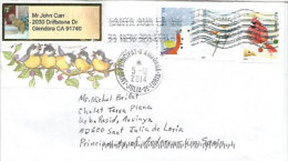 Lettre De Californie Adressée En Andorre, Avec Timbre à Date Arrivée Au Recto Enveloppe - Lettres & Documents
