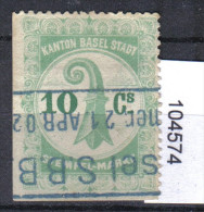 Steuermarke Basel 10 Centimes Bogenrand - Revenue Stamps