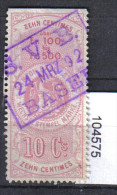 Steuermarke Basel 10 Centimes Bogenrand - Revenue Stamps