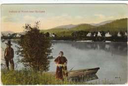 Spokane Washington, Indians At Home Near Spokane, Native Americans Boat Teepees Fashion, C1900s Vintage Postcard - Spokane