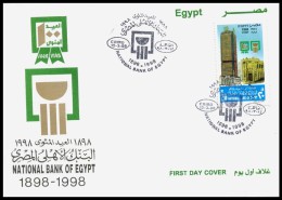 Egypt 1998 First Day Cover - FDC NATIONAL BANK 100 YEARS ANNIVERSARY 1989 - 1889 - Cartas & Documentos