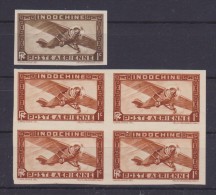 INDOCHINE Non Dentelé 1 Cent Couleur Normal + 4 Couleur Brique Non émis  RARE  Signés - Airmail