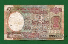 India Inde Indien - ERROR 2 Rupee / INR Banknote - (1975-1996) P-79k  - Used Fine Condition As Scan - Indien