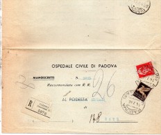 1945 LETTERA RACCOMANDATA CON ANNULLO PADOVA SUCCURSALE 3 - Correo Aéreo