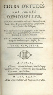 Cours D´études Des Jeunes Demoiselles Par L´Abbé Fromageot - Tome 5 - Histoire - 1774 - 1701-1800
