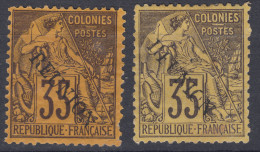 Reunion 1881 Yvert#25 Two Colour Shades, MNG And Mint Hinged - Neufs