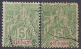 Reunion 1900 Yvert#46 Two Colour Shades, Used - Used Stamps