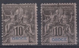 Obock 1892 Yvert#36 Two Colour Shades, Mint Hinged - Unused Stamps