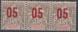 Dahomey 1912 Yvert#35 Strip Of Three, Mint Hinged - Unused Stamps