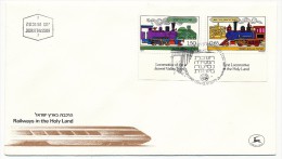 ISRAEL => 2 FDC - Railways In The Holy Land - Trains En Terre Sainte - 1977 - Trenes