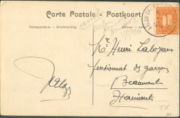 N°108 Obl. Sc Ambulant ARLON-BRUXELLES (BRUSSEL)  2 Sur C.V (le Chateau De Leignon à Ciney)  Du 27 Mai 1914 Vers Beaumon - Bahnpoststempel
