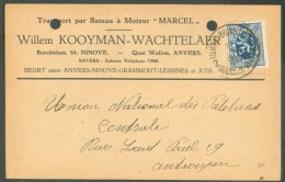 50 Centimes LION  Obl. Ambulant Sc TOURNAI-BRUXELLES DOORNIK-BRUSSEL 2 Sur C. (transport Par Bateau W. Kooyman-Wachtelae - Ambulantes