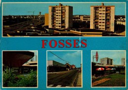 95-FOSSES..LE CENTRE COMMERCIAL "LE PLATEAU" ET LA RUE PRINCIPALE...4 VUES...CPM - Fosses