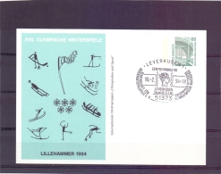 Deutsche Bundespost - XVII Olympische Winterspiele -  Centolymbria - Leverkusen 10/2/94  (RM7073) - Invierno 1994: Lillehammer