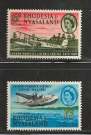RHODESIA-NYASSALAND, 1962, Mint  Never Hinged Stamp(s),Airtraffic To London Mich 42=44 , #nr. 485 (2 Values Only) - Nyassaland (1907-1953)