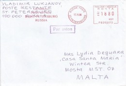 Russia 1998 St Petersbourg Post Office Meter Franking Pitney Bowes-GB “A900” PB250012 EMA Cover - Machines à Affranchir (EMA)
