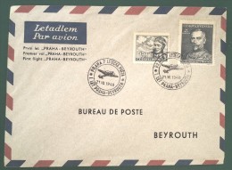 First Flight Cover Premier Vol Prvni Let PRAHA PRAGUE BEYROUTH 21 VII 1948 - Poste Aérienne