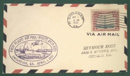 First Flight Air Mail SAVANNAH To CHICAGO APR 1 1931 Premier Vol Poste Aérienne - 1c. 1918-1940 Storia Postale