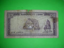 Lebanon,Liban,dix Livres,10 Livres,banknote,paper Money,bill,geld,vintage,damaged - Liban