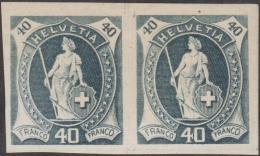 Suisse 1904 Y&T 92. Helvetia Debout 40 C En Paire, Essai. Non Dentelés, Gris-vert - Nuovi