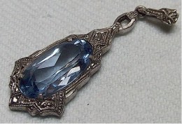 Antiker Anhänger Mit Hellblauem Stein, Silber 835 - Pendentifs