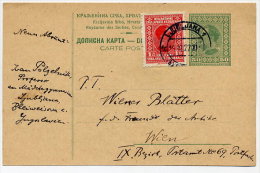 YUGOSLAVIA 1927 50 Pa.. Postcard, Used With Added Stamp For Foreign Rate.  Michel P62 - Enteros Postales