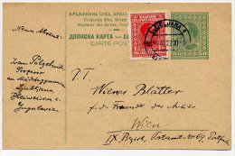 YUGOSLAVIA 1927 50 Pa.. Postcard, Used With Added Stamp For Foreign Rate.  Michel P62 - Postwaardestukken