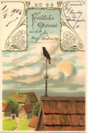 Ostern, Dorf, Vogel, Jugendstil-AK, Sign. Mailick, 1904 - Mailick, Alfred