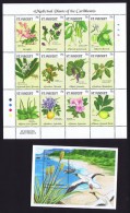 St VINCENT  Plantes Médicinales Feuille De 12 Différent Et Bloc Feuillet ** MNH - St.Vincent E Grenadine