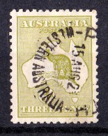 Australia 1918 Kangaroo 3d Olive 3rd Watermark Die II Used - Usati