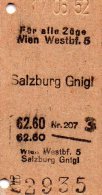 Titre De Transport  Salzburg Gnigl 17.06.1952 - Europa