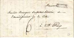 LETTRE A MONSIEUR BOURGEOIS INSPECTEUR FORESTIER-CACHET LINEAIRE DENYON-8.06.1830-TAXEE 6-TTB - ...-1845 Préphilatélie