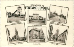 Fontaine-L'Evêque - Souvenir De ... - Carte Multivues, Charbonnage, Gare , Etc ... ( Voir Verso ) - Fontaine-l'Evêque