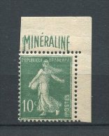 FRANCE 1924  N° 188A ** Neuf  = MNH  TTB  Cote 725 €  Semeuse Fond Plein Minéraline - Ongebruikt