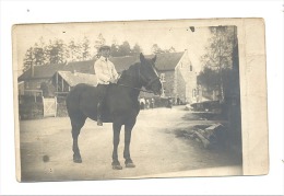 Welkenraedt( Sous Réserve) Meugemen ? Cavalier Devant Une Ferme   (192) Photo Carte - Welkenraedt