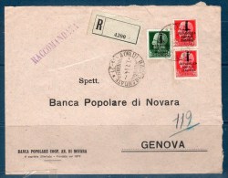 RSI - 1944 Raccomandata Da  Acqui Per Genova - Affrancatura 75+25Cent - Marcophilia