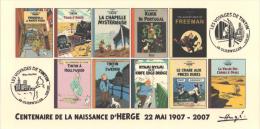 FRANCE 2007 N°50 Albums Fictifs + 2 Cachets Premier Jour FDC TINTIN KUIFJE TIM HERGE GUEBWILLER - Hergé
