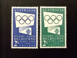 AUSTRALIA - AUSTRALIE - 1954 - JEUX OLYMPIQUES DE 1956 MELBOURNE  - YVERT & TELLIER Nº 215 / 216 ** MNH - Mint Stamps