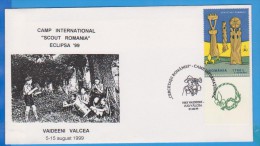 ROMANIA Cover Camp International Scout Vaideeni Vilcea Solar Eclipse 1999 - Covers & Documents