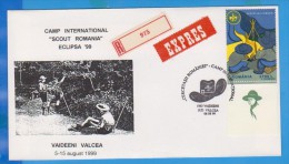 ROMANIA Cover Camp International Scout Vaideeni Vilcea Solar Eclipse 1999 - Covers & Documents