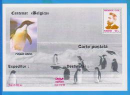 ROMANIA 1998 Postal Stationery  Centenar Belgica Frederick Cook, Penguin - Antarctische Expedities
